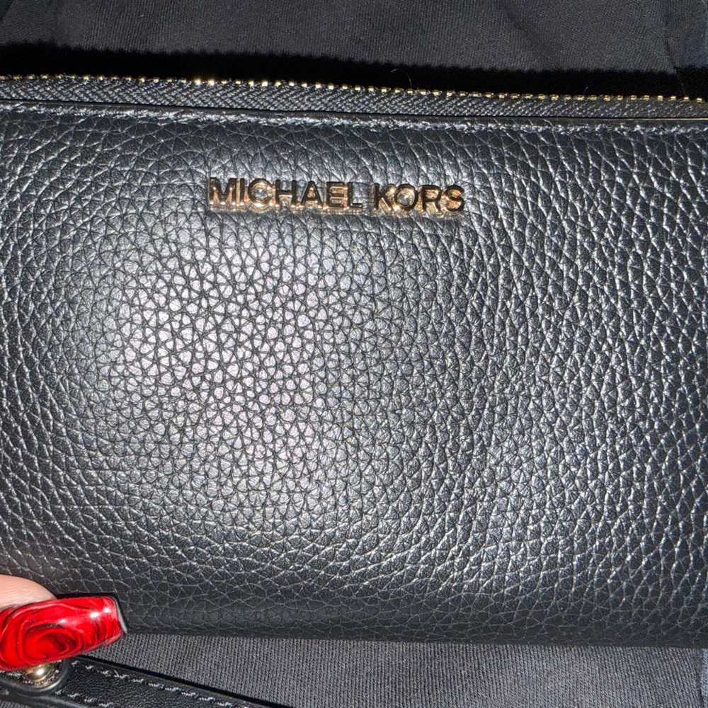 Michael Kors Black Leather Wristlet - Picture 2 of 4